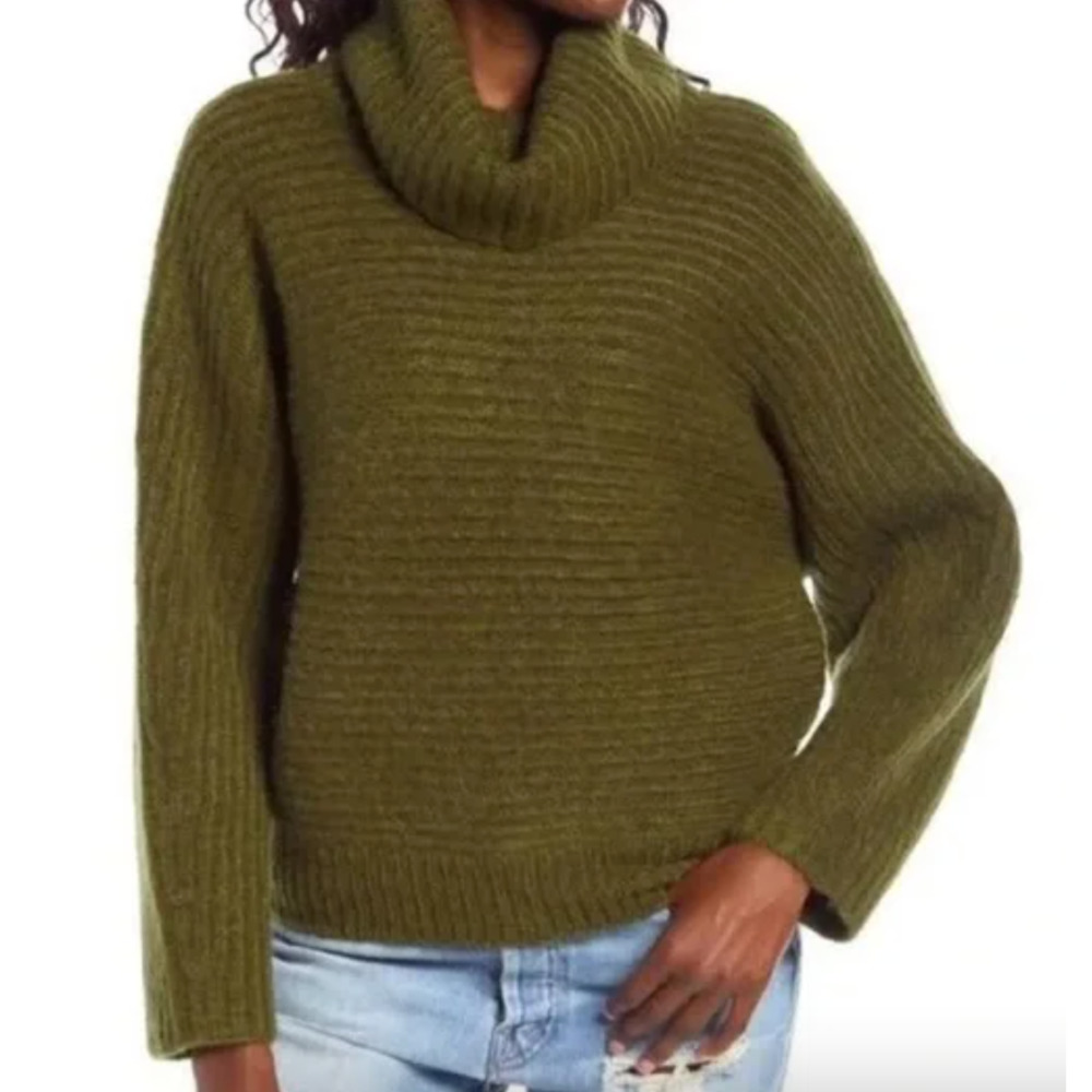 Leith Dolman Turtleneck Sweater Green Size‎ Small